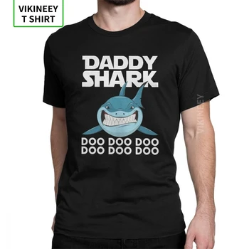 Daddy Shark Doo Doo, Винтажная футболка на День отцов, Мужские подарки для папы, Топы с короткими рукавами, Летние Футболки, Футболка из 100% хлопка с круглым вырезом