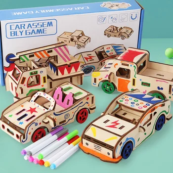 Diy 3d Детская деревянная игра-головоломка, модель сборки Локомотива, модель корабля, детские строительные игрушки на день рождения, подарки, новинка