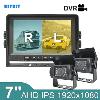 DIYKIT 7-дюймовый AHD IPS Двухраздельный Экран Дисплея Автомобильный Монитор заднего Вида Водонепроницаемый ИК 1080P AHD Автомобильная Камера Запись Видео на SD-карту