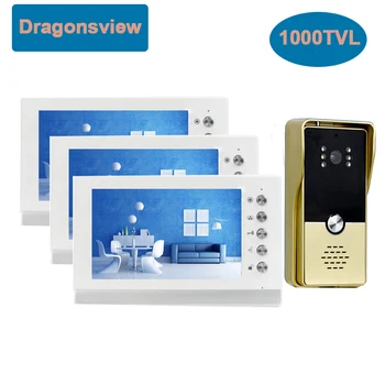 Dragonsview 7-дюймовый Проводной видеодомофон для дома с дверным звонком, камера для мониторинга, Разблокировка ворот