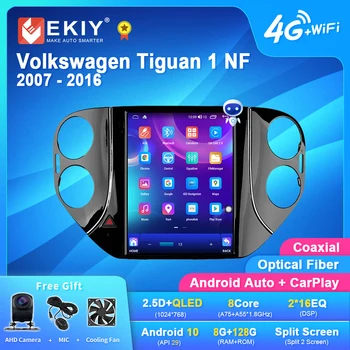 EKIY TT7 Для Volkswagen Tiguan 1 NF 2007-2016 Для Tesla Стиль Экран Автомобиля Радио Мультимедийный Видеоплеер Навигация GPS Android