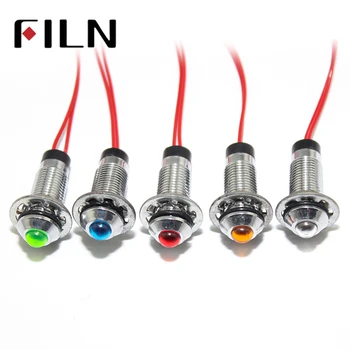FILN FL1M-8SW-2 8 мм красный желтый синий зеленый белый 12 В 110 В 24 В 220 В светодиодный металлический сигнальный светильник с кабелем 20 см
