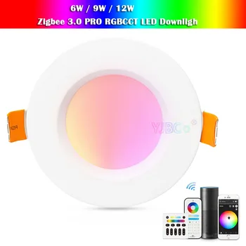 GLEDOPTO 6 Вт/ 9 Вт/ 12 Вт ZigBee 3.0 RGBCCT Down light Pro Умный потолочный светильник от Alexa Echo Plus SmartThings App/ Голосовое/ Дистанционное управление