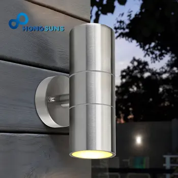 GU10LED Водонепроницаемый серебристый настенный светильник, светодиодный настенный светильник для внутреннего и наружного освещения, светильник для крыльца
