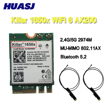 HUASJ Killer 1650X AX200 WiFi6 802.11ax 3000M 2.4G 5G Беспроводная карта AX200NGW WiFi Bluetooth 5.2 для ноутбука с Windows 10