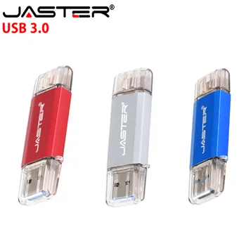 JASTER 2 в 1 OTG USB Флэш-накопитель USB 3.0 + Флеш-накопитель Type-C 128 ГБ 64 ГБ 32 ГБ 16 ГБ 8 ГБ 4 ГБ Флешка для Type-C/ПК