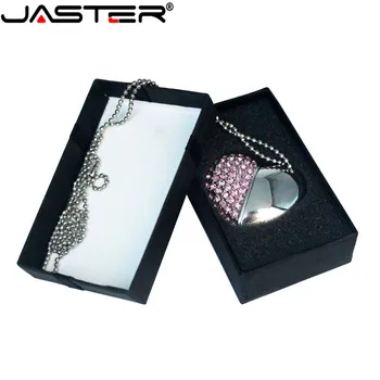 JASTER USB флэш-накопитель Кристалл Сердце любви + коробка ручка-накопитель драгоценный камень 4G/8G/16G/32G/diamante memory stick свадебный подарок