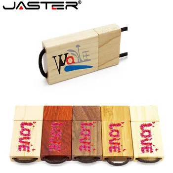 JASTER Деревянный USB флэш-накопитель на шнурке деревянная ручка-накопитель 4 ГБ 8 ГБ 128 ГБ 32 ГБ 64 ГБ бамбуковая карта памяти с гравировкой логотипа свадебные подарки
