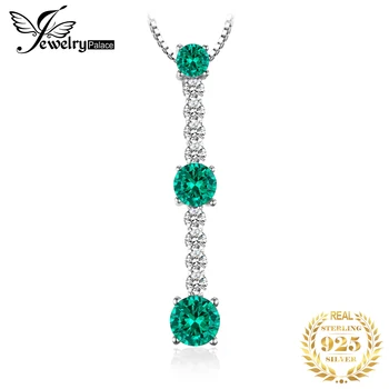 JewelryPalace круглое ожерелье с имитацией зеленого изумруда из 3 камней стерлингового серебра 925 пробы для женщин, модные ювелирные изделия без цепочки
