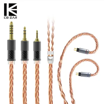 KBEAR Crystal-C 8-Жильный кабель обновления 7N OCC с 152 нитями Литцевых проводов 2,5 мм/3,5 мм/4,4 мм для наушников EDX Bl-03