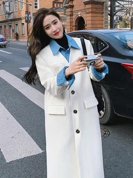 LANMREM/ Длинные шерстяные пальто для женщин, Однобортное Офисное Женское пальто в корейском стиле, Модная одежда для улицы, осень-зима 2R9718