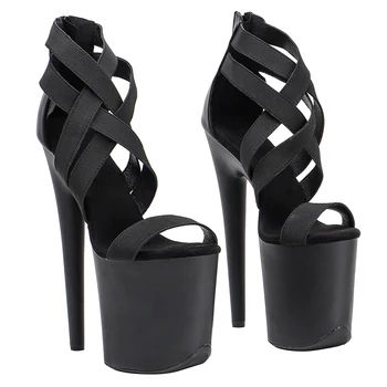 Leecabe 20 см/8 дюймов, черный цвет, перекрестный ремень, модный тренд, пикантные босоножки на платформе и высоком каблуке, обувь для танцев на шесте