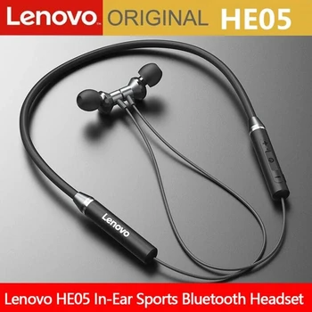 Lenovo Bluetooth Наушники HE05 Беспроводные Наушники С Магнитным Ободком на шее, Водонепроницаемая Спортивная Гарнитура с Микрофоном и Шумоподавлением