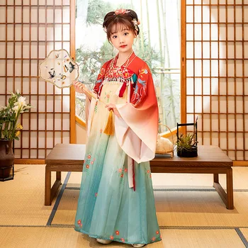Litter Girl Высококачественная Оригинальная Новогодняя одежда Из полиэстера с мягкой вышивкой, Улучшенное Красное Традиционное Сказочное платье Hanfu Длинной Длины