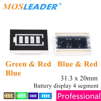 Mosleader 100шт Дисплей батареи 4 сегмента 31.3x20 мм Анод 4 сегмента DIP7 Красный Зеленый Синий 7P Индикатор емкости батареи дисплей