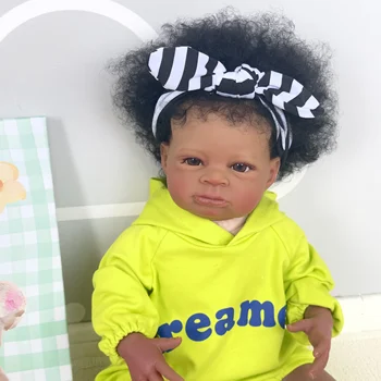 NPK 20inch Reborn Baby Lanny с темно-коричневой кожей, кукла из искусственной 3D кожи, Реалистичная детская коллекционная кукла