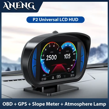 OBD2 GPS Универсальный автомобильный HUD Умный цифровой спидометр, измеритель наклона, Компас, Сигнализация о превышении скорости, датчик оборотов, дисплей на головке