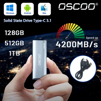 OSCOO Высокоскоростной Внешний твердотельный накопитель SSD емкостью 1 ТБ, Портативное мобильное хранилище 512 ГБ, жесткий диск USB3.1 для ноутбука/Микрокомпьютера/MAC