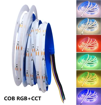 RGB + CCT FCOB Светодиодная лента 5В1 6Pin 12 мм DC24V 840 светодиодов RGBCW RGBWW Высокой Плотности RA90 с Регулируемой Яркостью FOB Гибкие Линейные Светильники COB