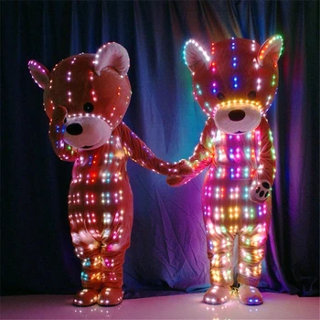 RGB light bears кукла красочная одежда для выступлений со светодиодной подсветкой Медведь Робот светодиодные костюмы светящийся полноцветный наряд