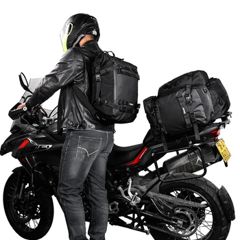 Rhinowalk Moto Сумка на заднее сиденье, рюкзак для путешествий, мотоциклетные сумки, Полиэфирная седельная сумка, мотоциклетная сумка для хвоста, мужская, Черного цвета