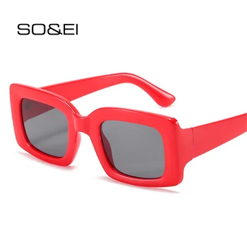 SO & EI Винтажные квадратные Женские солнцезащитные очки UV400, мужские трендовые Красные, синие Солнцезащитные очки, Модные солнцезащитные очки для улицы, оттенки
