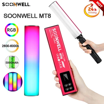 SOONWELL MT8 RGB Полноцветный светодиодный светильник для Видеосъемки 2600 K-6000 K, магнитный Мини-заполняющий светильник, 5000 мАч, встроенный аккумулятор, порт Type-c, Световая трубка