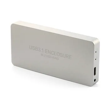 USB 3.1 Type-C из алюминиевого Сплава на 2 порта для NGFF (M.2) SSD RAID Корпус внешнего жесткого диска Корпус жесткого диска Светодиодный индикатор Коробка жесткого диска