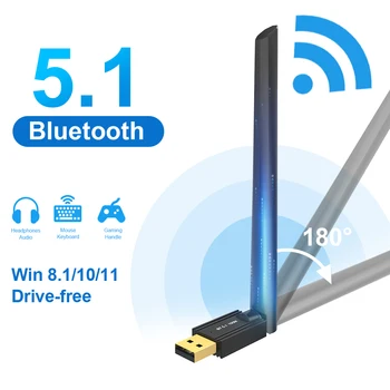 Usb Bluetooth 5.1 Адаптер 100M Long Range Bluetooth Dongle для Портативных ПК Динамик Мышь Музыкальный Беспроводной Аудиоприемник Передатчик