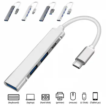 USB C КОНЦЕНТРАТОР 3,0 Док-станция Type-C, 4 Порта, USB-Разветвитель, Расширитель, OTG Адаптер Для Macbook Air Pro, Портативных ПК Dell Lenovo