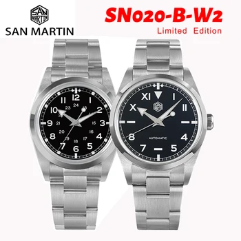 Watchdives X San Martin 39 мм Часы SN020 Ограниченной серии YN55 Механические Синие Светящиеся 100 м Водонепроницаемые Классические Мужские Наручные Часы