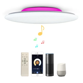 WIFI Умный светодиодный потолочный светильник с Bluetooth-динамиком Пульт дистанционного управления Для спальни, гостиной, кухни, работы с Alexa Google Home