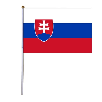 xvggdg 100шт 14 * 21 см Национальный флаг Словакии ручные флаги с пластиковым флагштоком Флаг с печатью из полиэстера