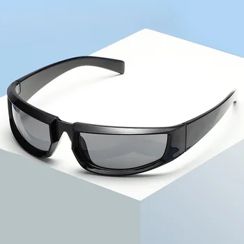 Y2K Мужские Солнцезащитные Очки Для Велоспорта Спортивные Солнцезащитные Очки В Маленькой Оправе Серебристо-Черные Женские Солнцезащитные Очки Спортивные UV400 Goggle Outdoor Dark Glasse