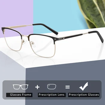 ZENOTTIC модные прогрессивные очки без оправы по рецепту, мужские очки для близорукости, фотохромные оптические очки синего света