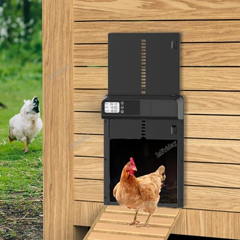 Автоматическая Дверь Курятника с Таймером-Алюминий + ABS, Интеллектуальная Индукция против защемления, водонепроницаемые Электрические Ворота для домашней птицы IPX3 для фермы