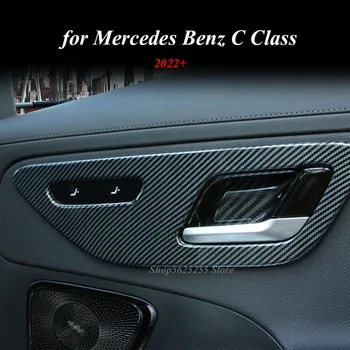 Автомобильная Внутренняя Дверная Ручка Чаша Рамка Крышка Молдинги для Mercedes Benz C Class W206 C200 C220 C260 2022 + Наклейка Из Углеродного волокна