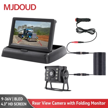 Автомобильная камера заднего вида MJDOUD со складным монитором для парковки автомобиля, камера заднего вида грузовика с 4,3-дюймовым экраном высокой четкости, простая установка