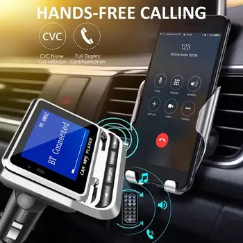 Автомобильный FM-передатчик Bluetooth MP3 Музыкальный Плеер 1,4-Дюймовый ЖК-экран Быстрого FM-вызова Zender Модулятор Громкой Связи Адаптер Для Зарядки N5O0