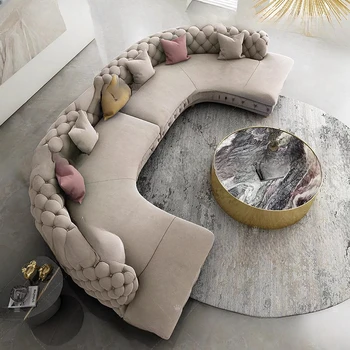 Американская современная вилла на молнии, креативный комбинированный диван, итальянский клуб, U-образный тканевый диван онлайн знаменитостей Guifei