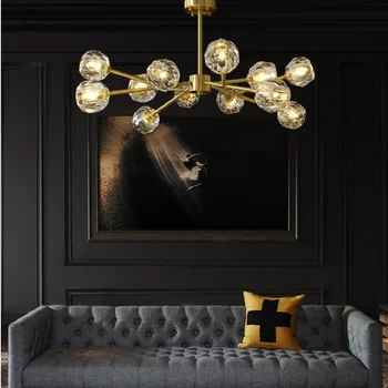 Американская хрустальная люстра роскошная лампа украшение гостиной спальни медный светодиодный молекулярный свет