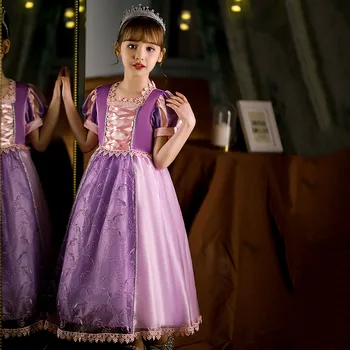 Аниме Костюм Софии Платье принцессы для девочек Фиолетовое бальное платье с цветочным рисунком Детская карнавальная одежда для вечеринок София Косплей Халаты