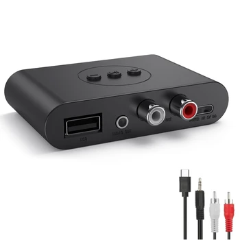 Аудиоприемник Bluetooth 5,2 NFC USB флэш-накопитель RCA 3,5 мм AUX USB стерео музыкальный беспроводной адаптер с микрофоном