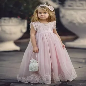 Бальное платье принцессы, платья с цветочным узором для девочек, свадебные платья Без рукавов с круглым вырезом И аппликациями, Конкурс красоты для девочек, Детский День рождения