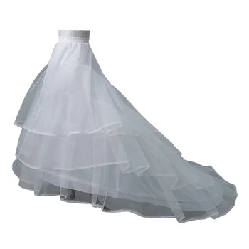 Бальное платье Свадебное платье Нижняя юбка с кринолином, Многослойный тюль, нижняя юбка для Новобрачных, 2 обруча со шлейфом для часовни
