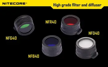 Бесплатная доставка, 1 шт. цветной фильтр Nitecore (40 мм) NFR40 NFB40 NFG40 NFD40 подходит для фонарика EA4 P25 с головкой 40 мм