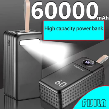 Блок питания 60000 мАч Большой емкости Power Bank Быстрая зарядка 50000 мАч 40000 мАч 30000 мАч Мобильный универсальный
