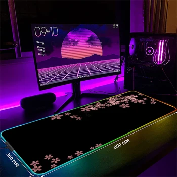 Большие светодиодные настольные коврики XXL RGB Компьютерный коврик для мыши Element Art 90x40 см Коврик для клавиатуры с подсветкой Настольный коврик для Геймера Светящиеся коврики для мыши