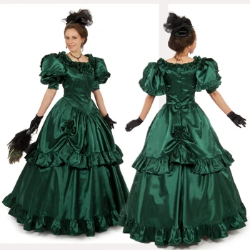 Викторианское платье для суеты, зеленое платье королевы, викторианское Готическое Платье георгианского периода, Маскарадное Бальное Платье, Одежда для реконструкции