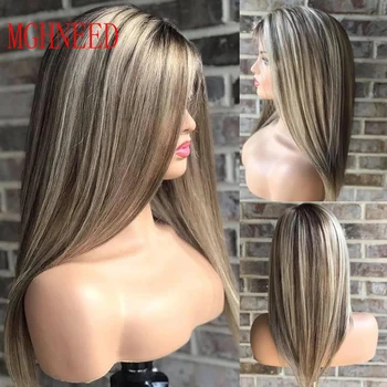 Выделите цветные парики из человеческих волос Для женщин Пепельно-серый Черный блондин 360 Прямой кружевной фронтальный парик Hd Прозрачный кружевной бразильский